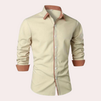 Men's Slim Fit Shirt Contrast Trim Smart Casual Top