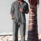 Men's Linen Two Piece Shirt and Relaxed Trousers Set