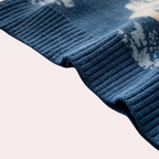 Men's Oversized Printed Knit Sweater with Ribbed Trim