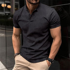 Men's Polo Shirt Slim Fit Button Neck Tailored Casual