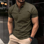 Men's Polo Shirt Slim Fit Button Neck Tailored Casual