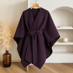 Women's Belted Poncho Coat – Windproof Layer