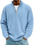 Men's Ribbed Half Zip Sweatshirt Relaxed Oversized Casual Knit
