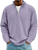 Men's Ribbed Half Zip Sweatshirt Relaxed Oversized Casual Knit