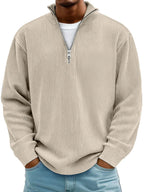 Men's Ribbed Half Zip Sweatshirt Relaxed Oversized Casual Knit
