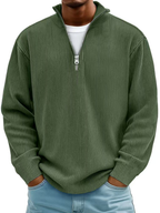 Men's Ribbed Half Zip Sweatshirt Relaxed Oversized Casual Knit