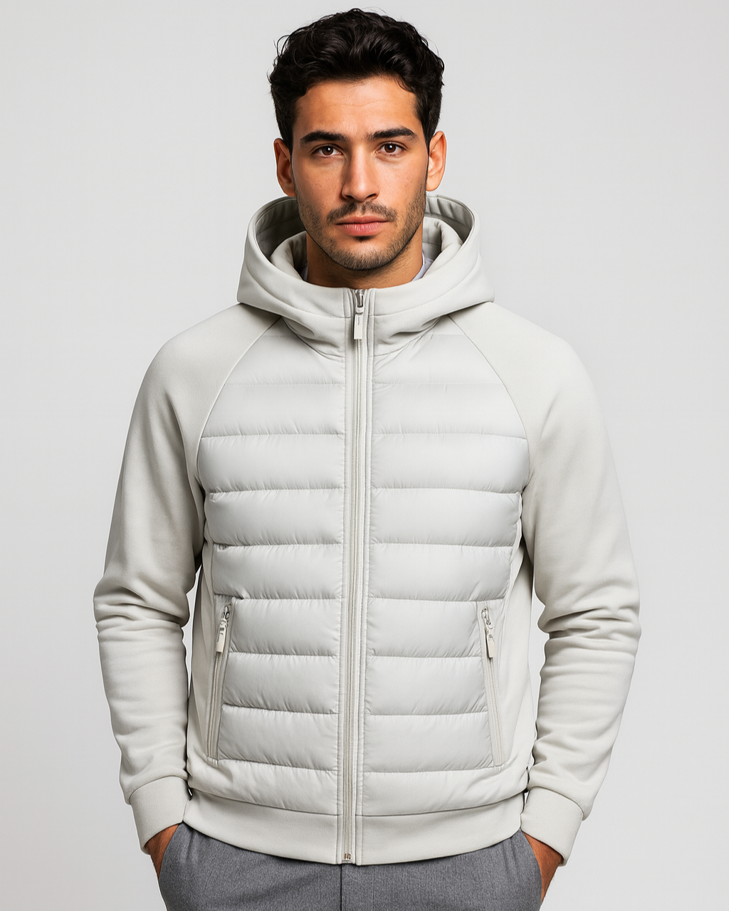 Men's Hooded Hybrid Softshell Jacket Lightweight Autumn Winter Layer