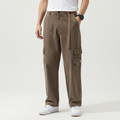 Men's Loose Fit Cotton Cargo Trousers Multi Pocket Utility
