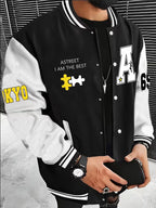 Men's Colour Block Jacket Casual Baseball Collar Zip Up