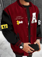 Men's Colour Block Jacket Casual Baseball Collar Zip Up