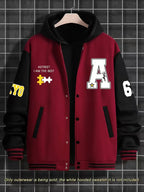 Men's Colour Block Jacket Casual Baseball Collar Zip Up
