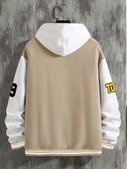 Men's Colour Block Jacket Casual Baseball Collar Zip Up