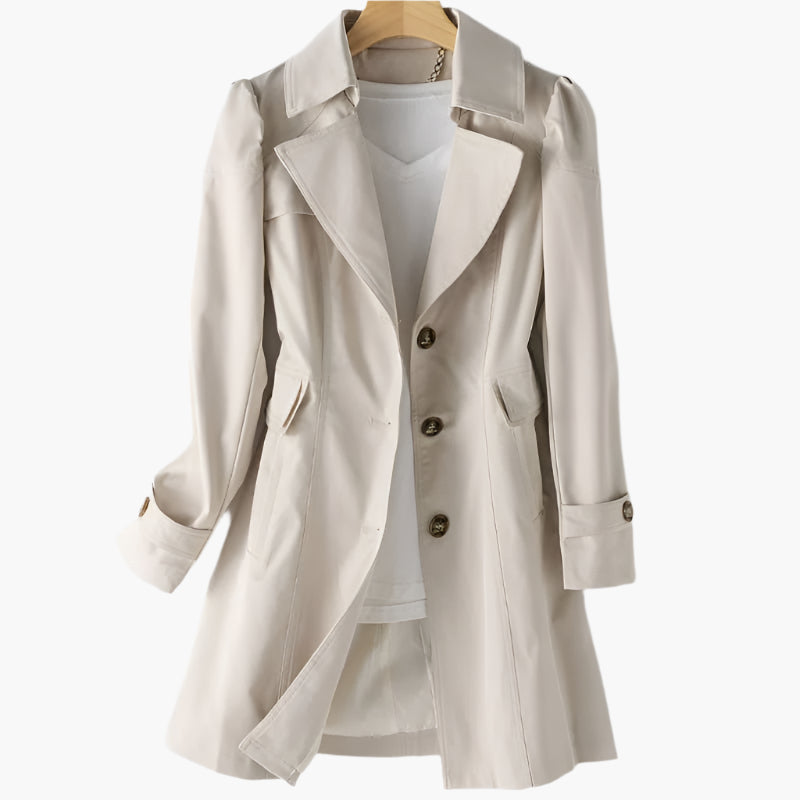 Women's Single-Breasted Trench Coat – Tailored Transitional Layer