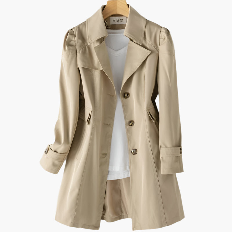 Women's Single-Breasted Trench Coat – Tailored Transitional Layer