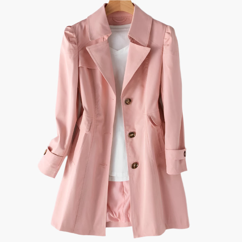 Women's Single-Breasted Trench Coat – Tailored Transitional Layer