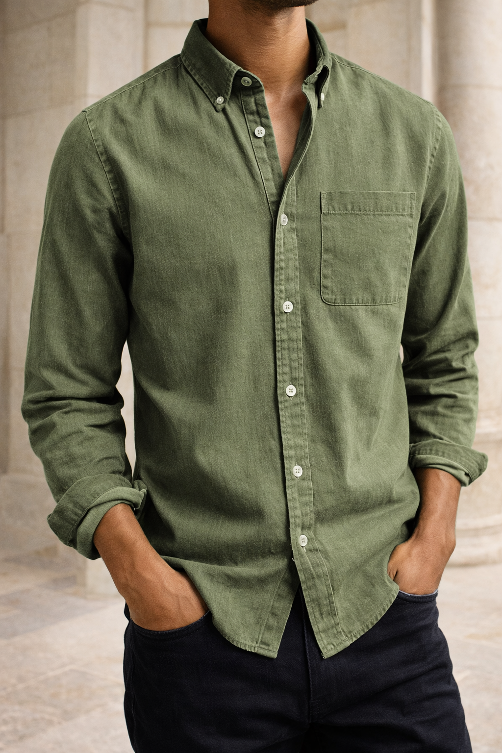 Men's Cotton Button Down Shirt Everyday Smart Casual