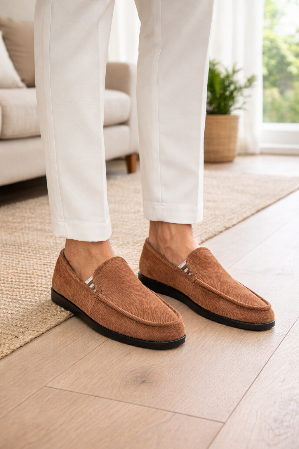 Men's Slip On Knit Textile Loafers Casual Driving Shoes