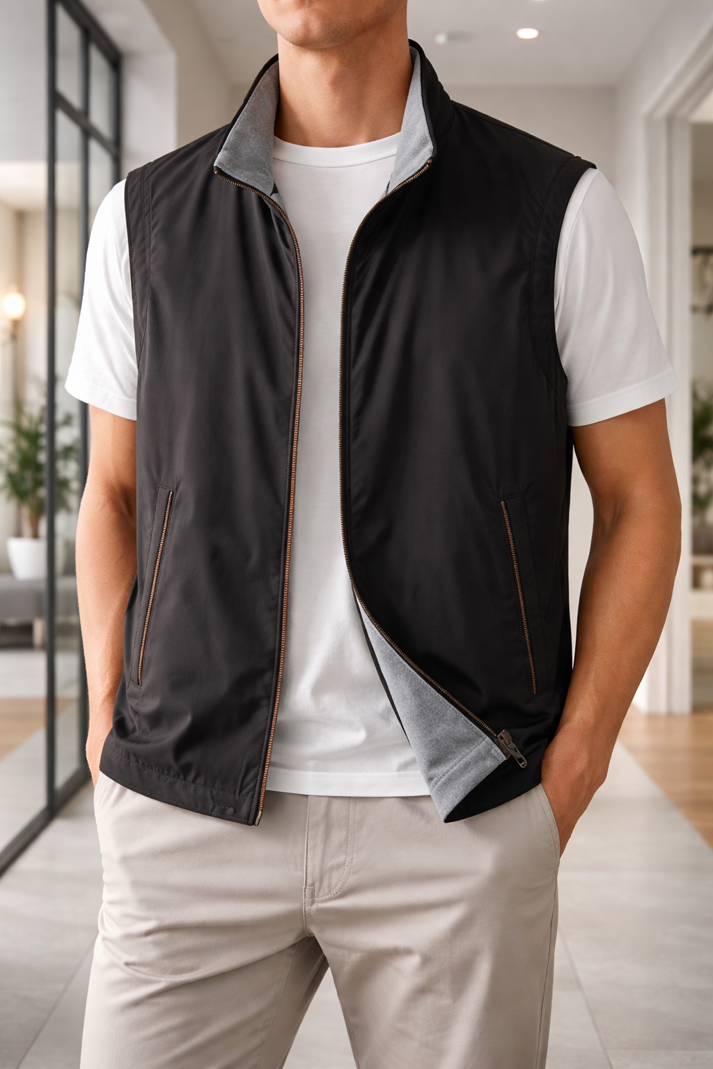Men's Lightweight Zip Gilet Casual Layering Vest