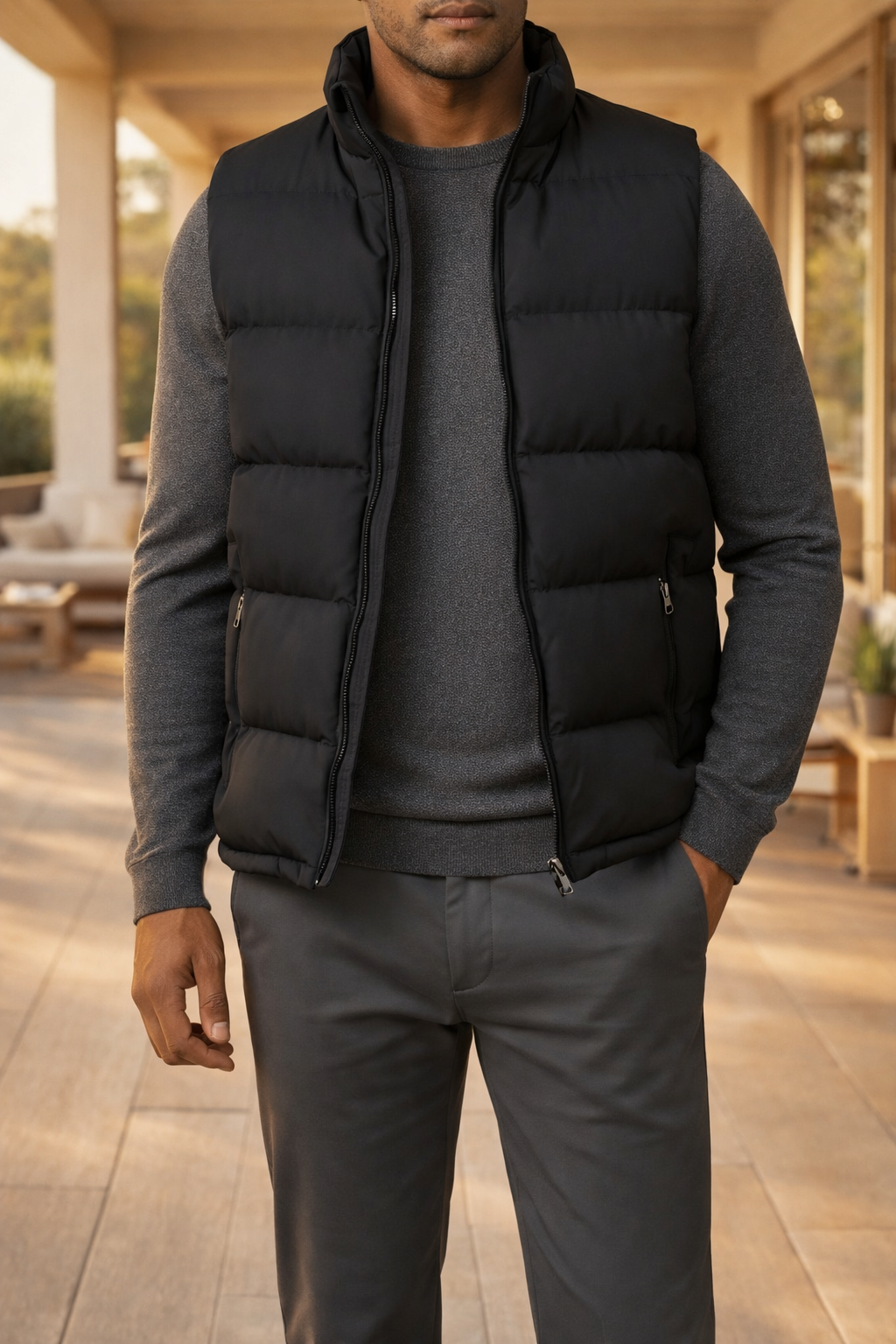 Men's Quilted Zip Bodywarmer Lightweight Padded Gilet Vest