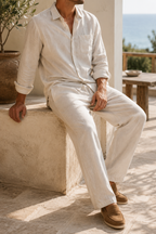 Men's Oversized Linen Shirt and Drawstring Trousers Set