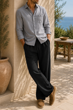Men's Oversized Linen Shirt and Drawstring Trousers Set