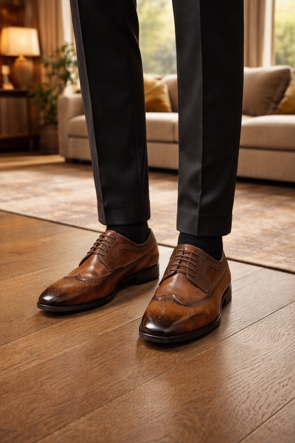 Men's Leather Brogue Oxford Dress Shoes Formal Elegance