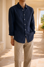 Men's Linen Button Shirt Relaxed Smart Casual Style