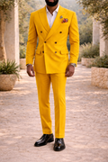 Men's Double Breasted Tailored Wedding Suit Formal Two Piece