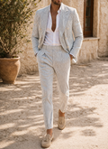Men's Wedding Suit with Double Breasted Striped Tailoring