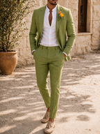 Men's Tailored Linen Suit Refined Occasion Two Piece