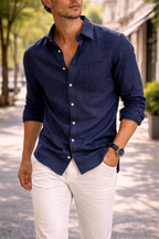 Men's Linen Long Sleeve Shirt Breathable Relaxed Everyday Essential