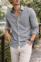 Men's Linen Long Sleeve Shirt Breathable Relaxed Everyday Essential