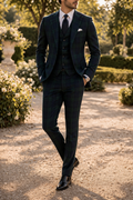 Men's Three Piece Wedding Suit with Check Tailoring