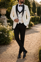 Men's Three Piece Tuxedo Suit Shawl Lapel Wedding Formalwear