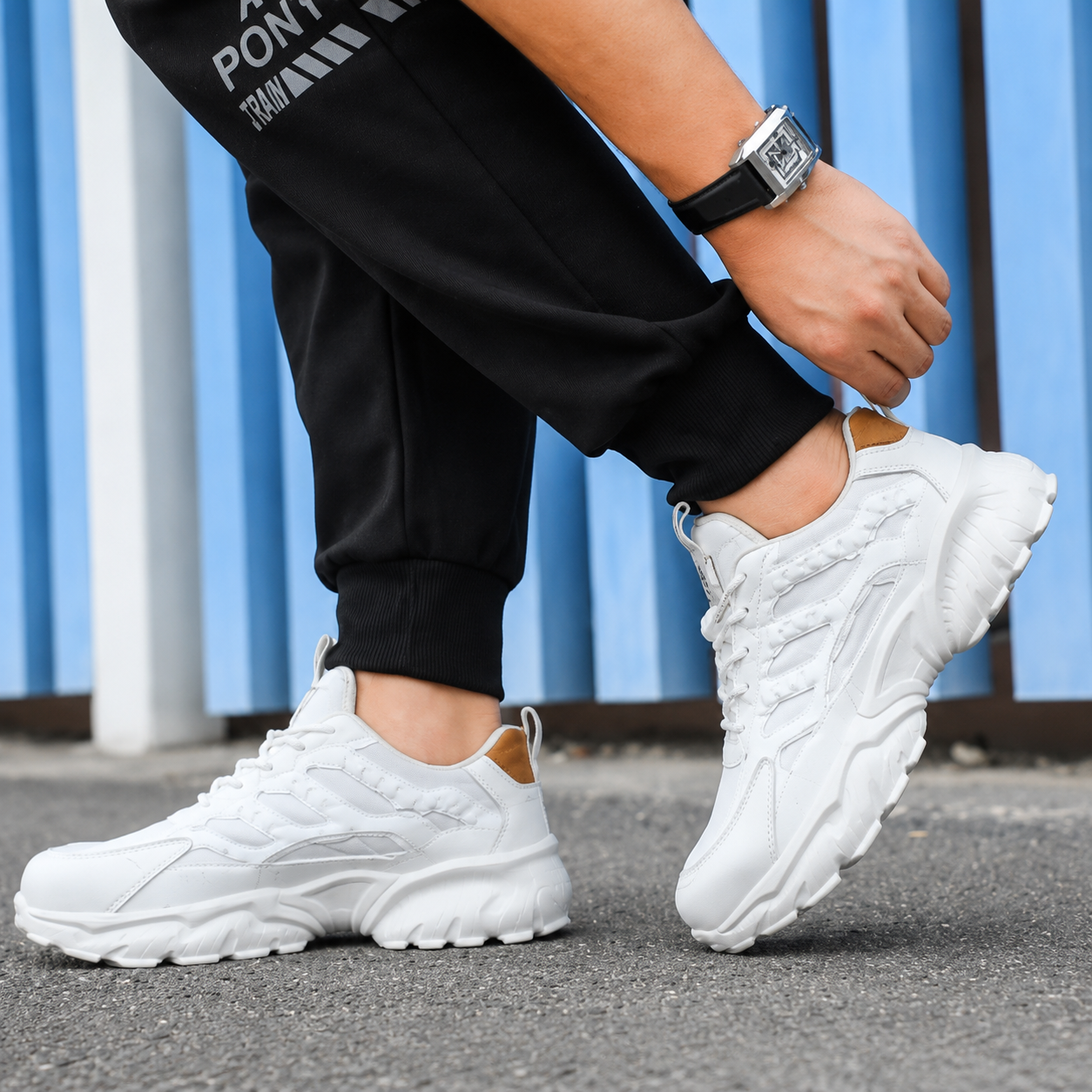 Men's Layered Mesh Chunky Platform Lace Up Sneakers