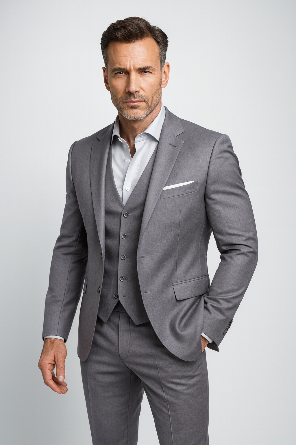 Men's Three Piece Slim Fit Formal Suit and Waistcoat