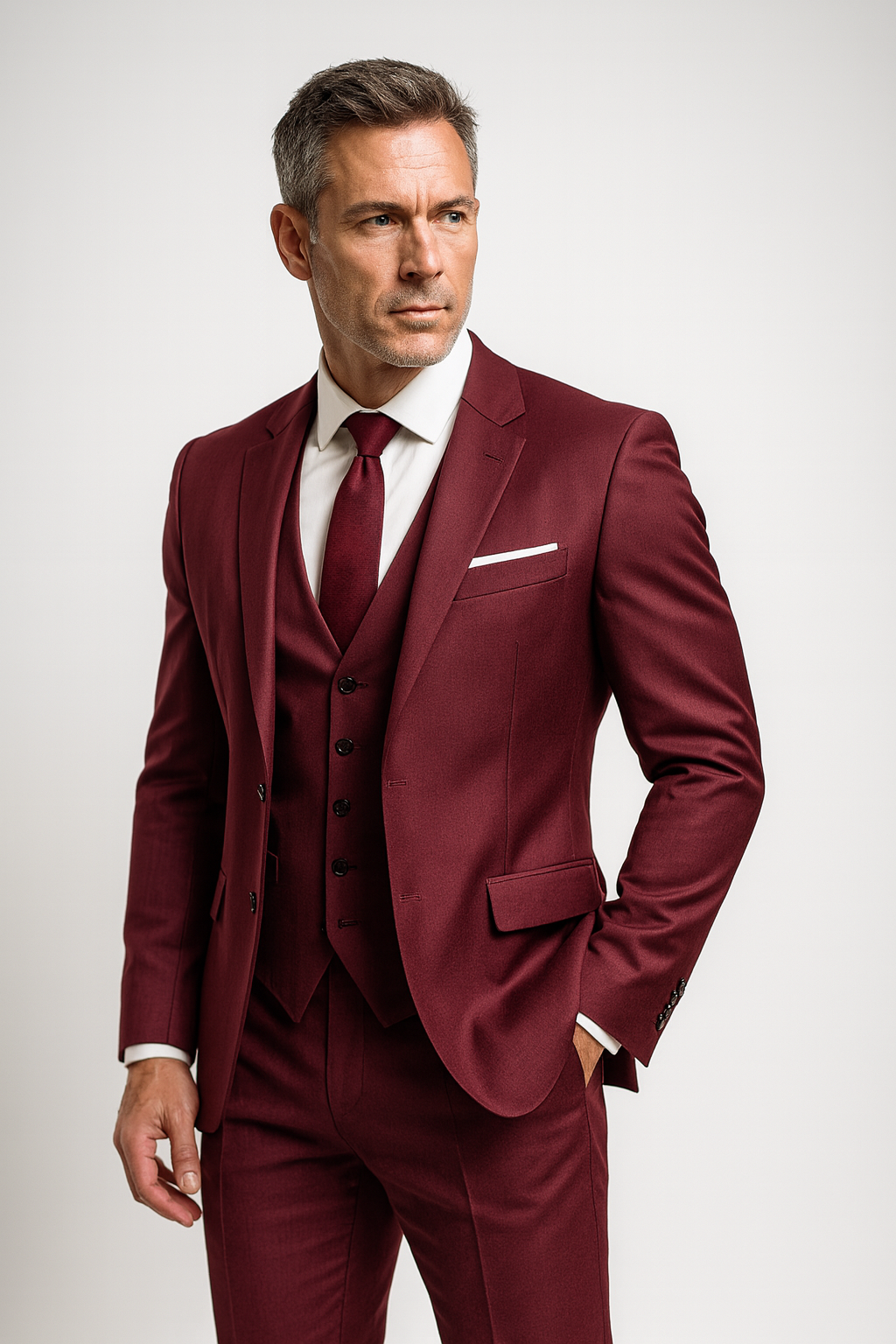 Men's Three Piece Slim Fit Formal Suit and Waistcoat