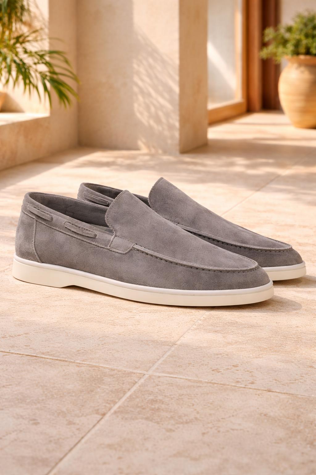 Men's Suede Slip On Loafers Minimal Smart Casual Style