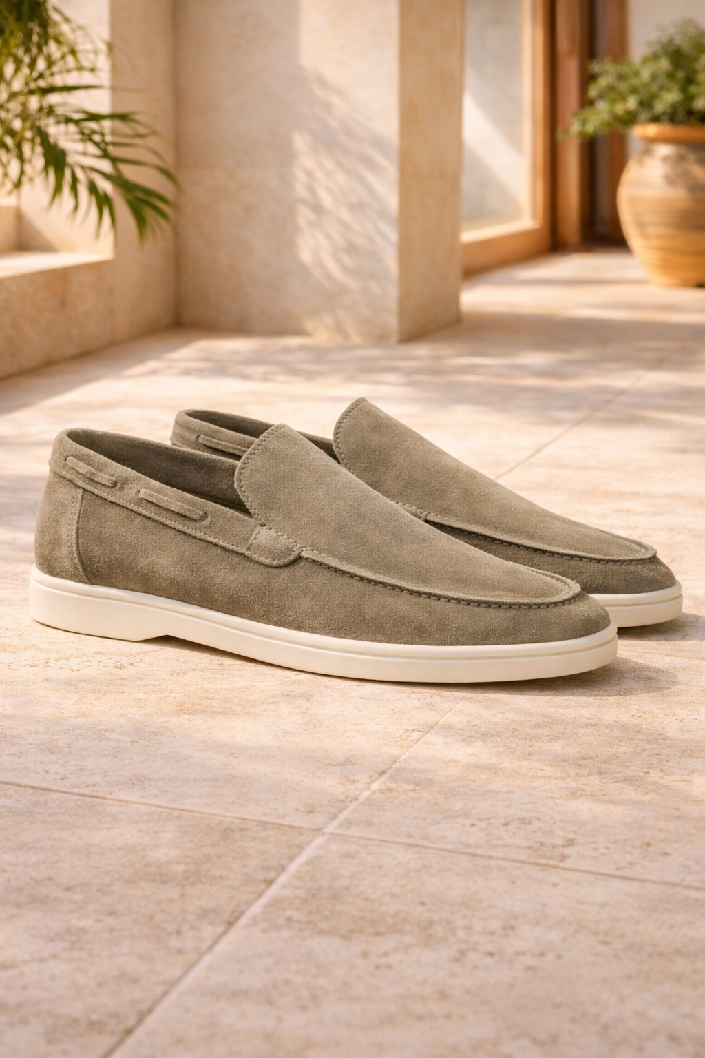 Men's Suede Slip On Loafers Minimal Smart Casual Style