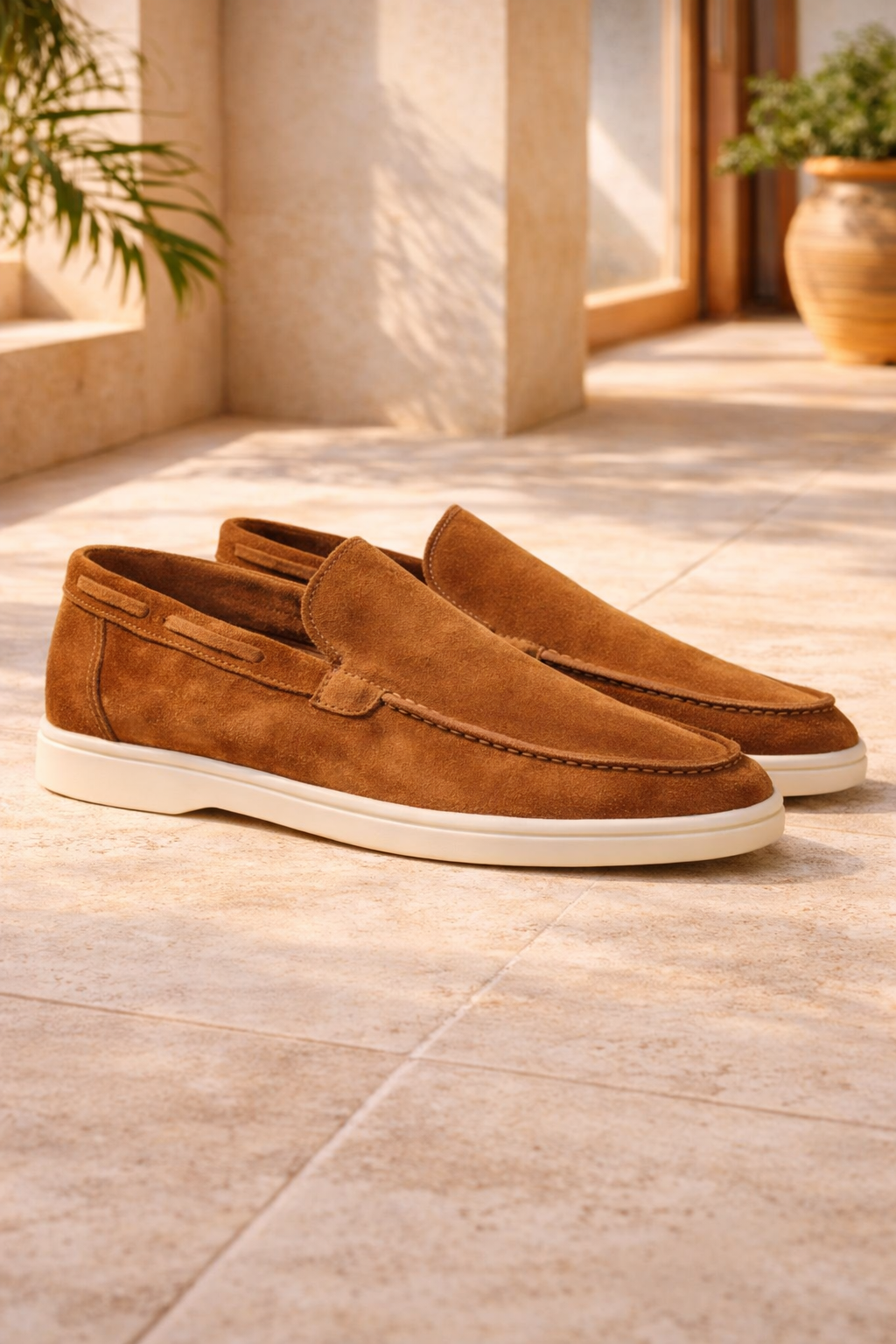 Men's Suede Slip On Loafers Minimal Smart Casual Style