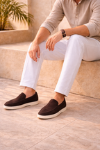 Men's Suede Slip On Loafers Minimal Smart Casual Style