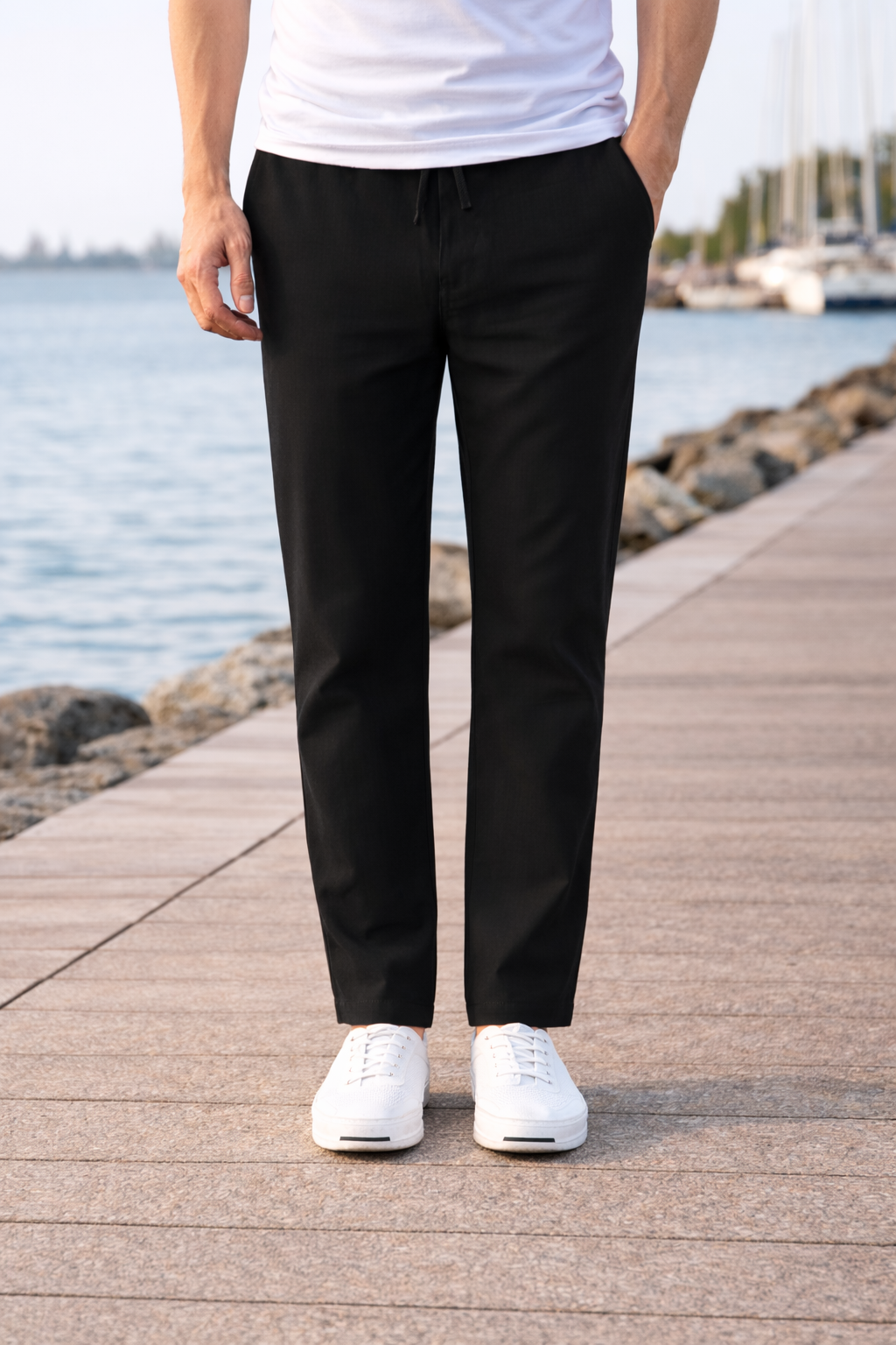Men's Drawstring Cotton Trousers Relaxed Everyday Comfort