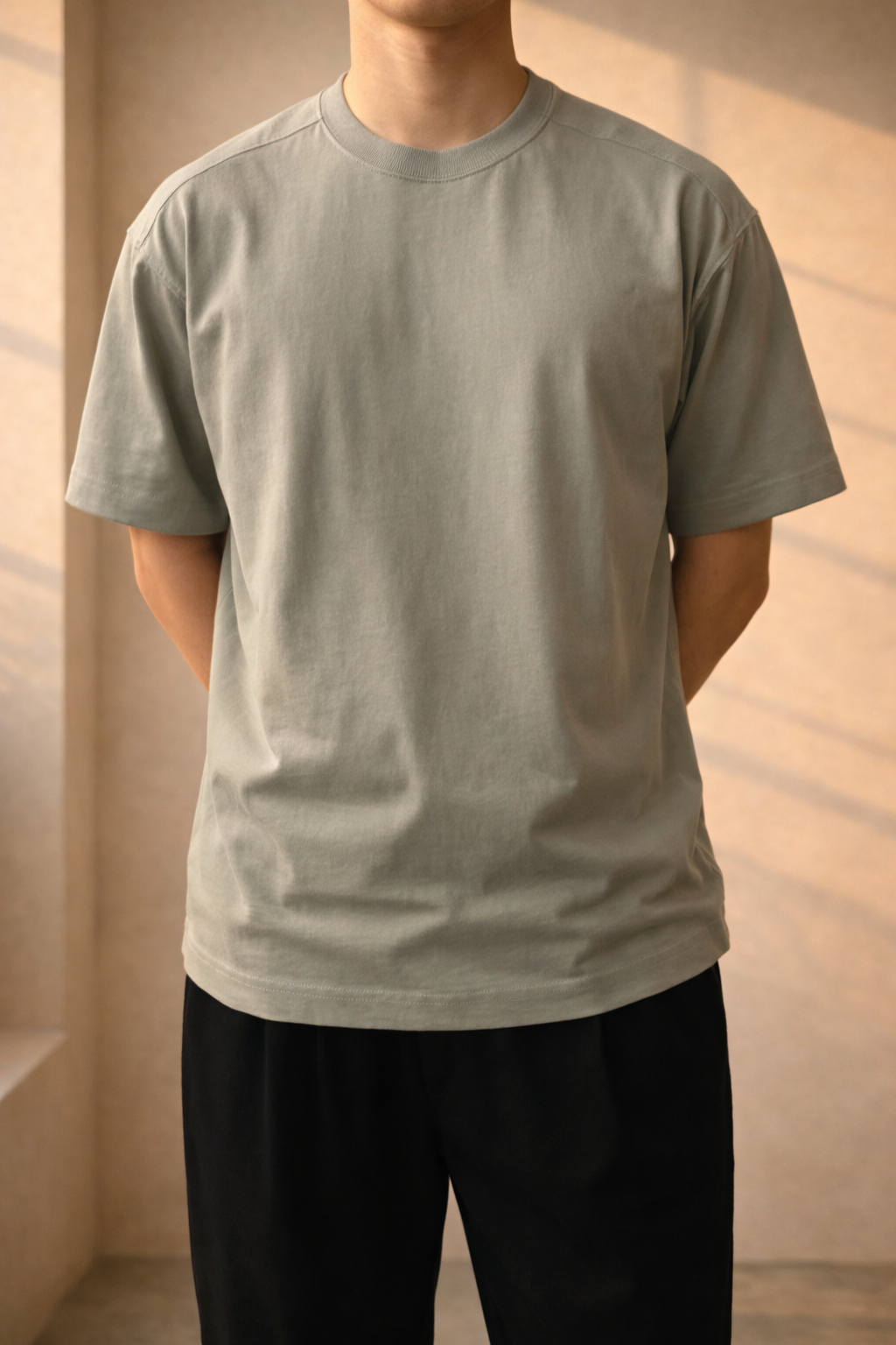 Men's Oversized Cotton Crew Neck T Shirt Relaxed Casual
