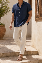 Men's Linen Shirt and Trousers Set Relaxed Summer Holiday