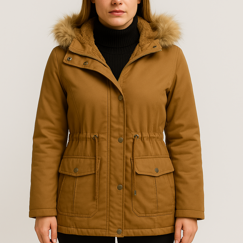 Women's Lined Hooded Parka with Zip-and-Snap Front