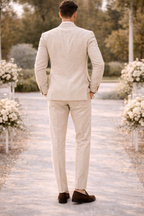 Men's Tailored Linen Blend Suit Wedding Occasion Formalwear