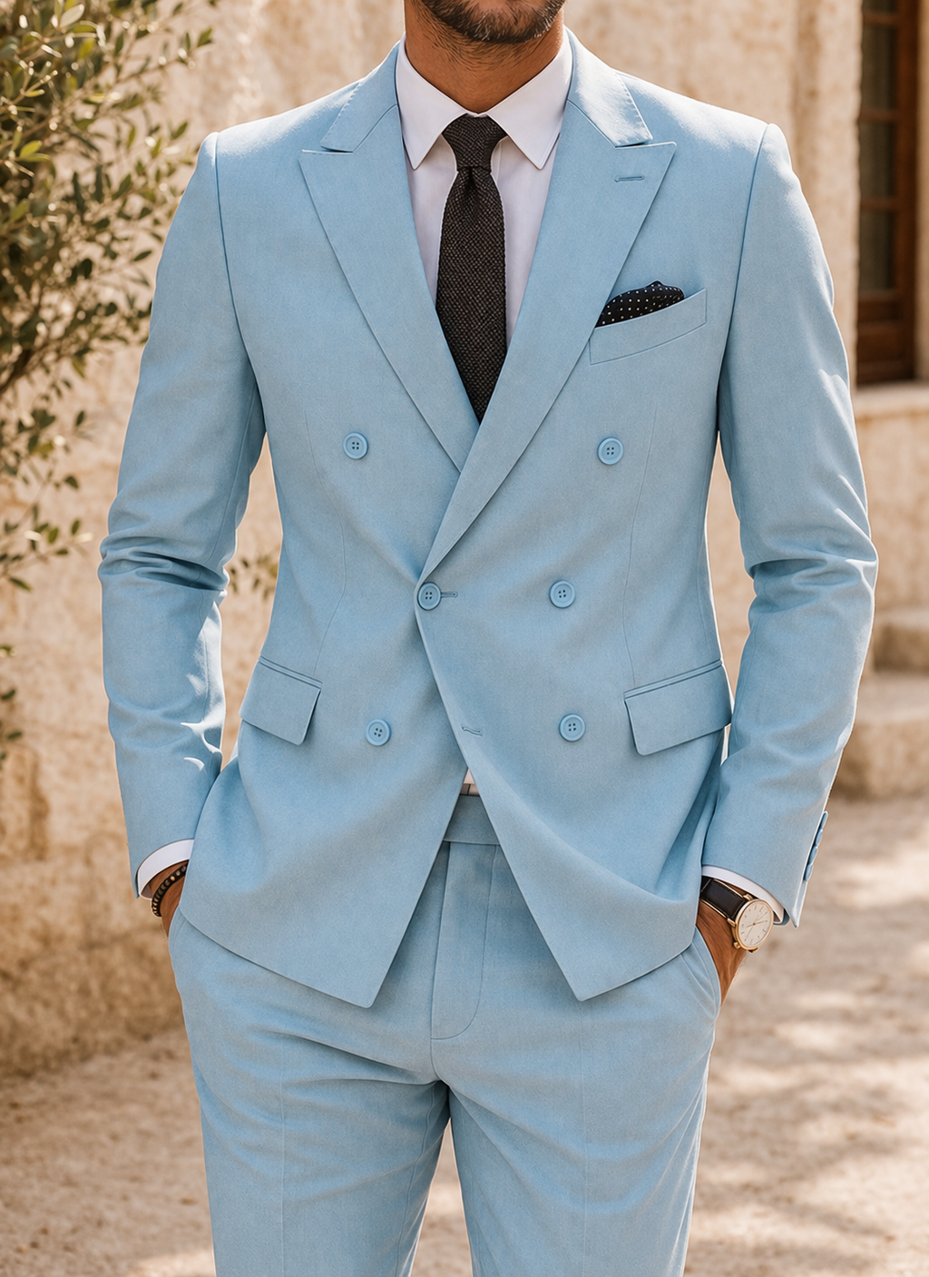 Men's Tailored Slim Fit Two Piece Wedding Suit