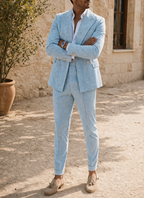 Men's Wedding Suit with Double Breasted Striped Tailoring
