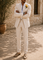 Men's Tailored Linen Suit Refined Occasion Two Piece