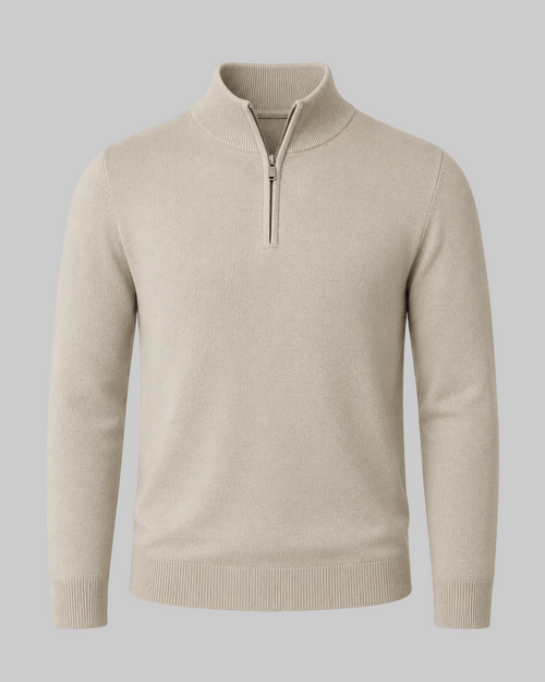 Men's Business Casual Zip Sweater Fine Knit Stand Collar